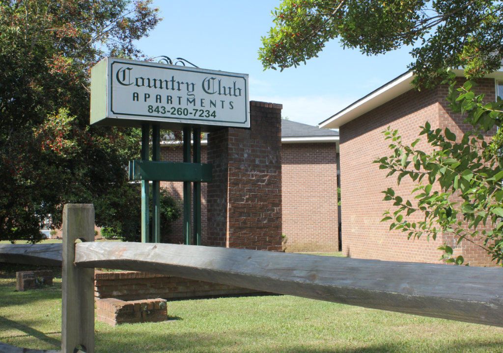 Exterior view of sign from Cashua Drive, Country Club Apts, Florence SC